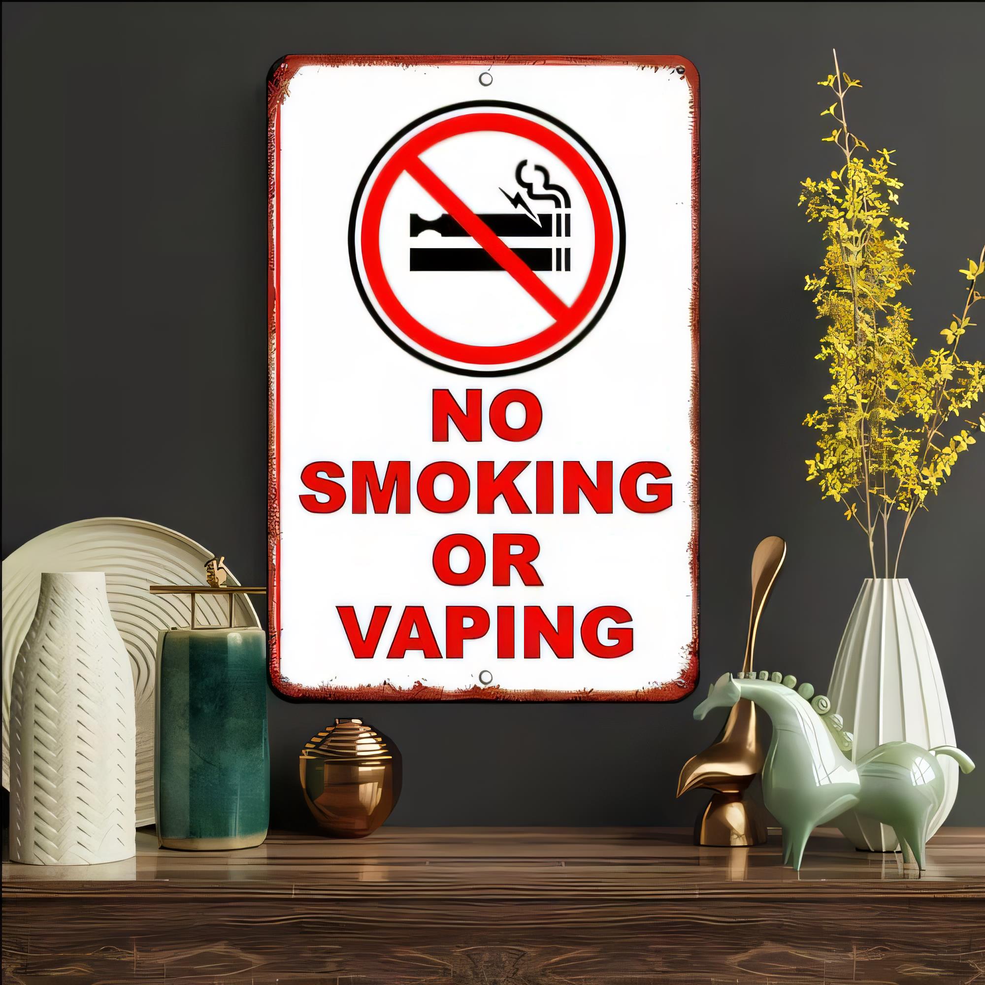 Tin Sign No Smoking Or Vaping  - Vaping Area ulasan dan harga